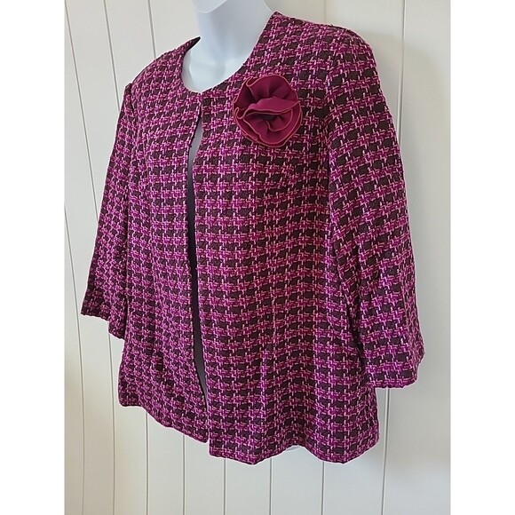 K Studio Collection Sweater Open Cardigan Womens 18 Black Purple Woven Knit - Picture 4 of 14